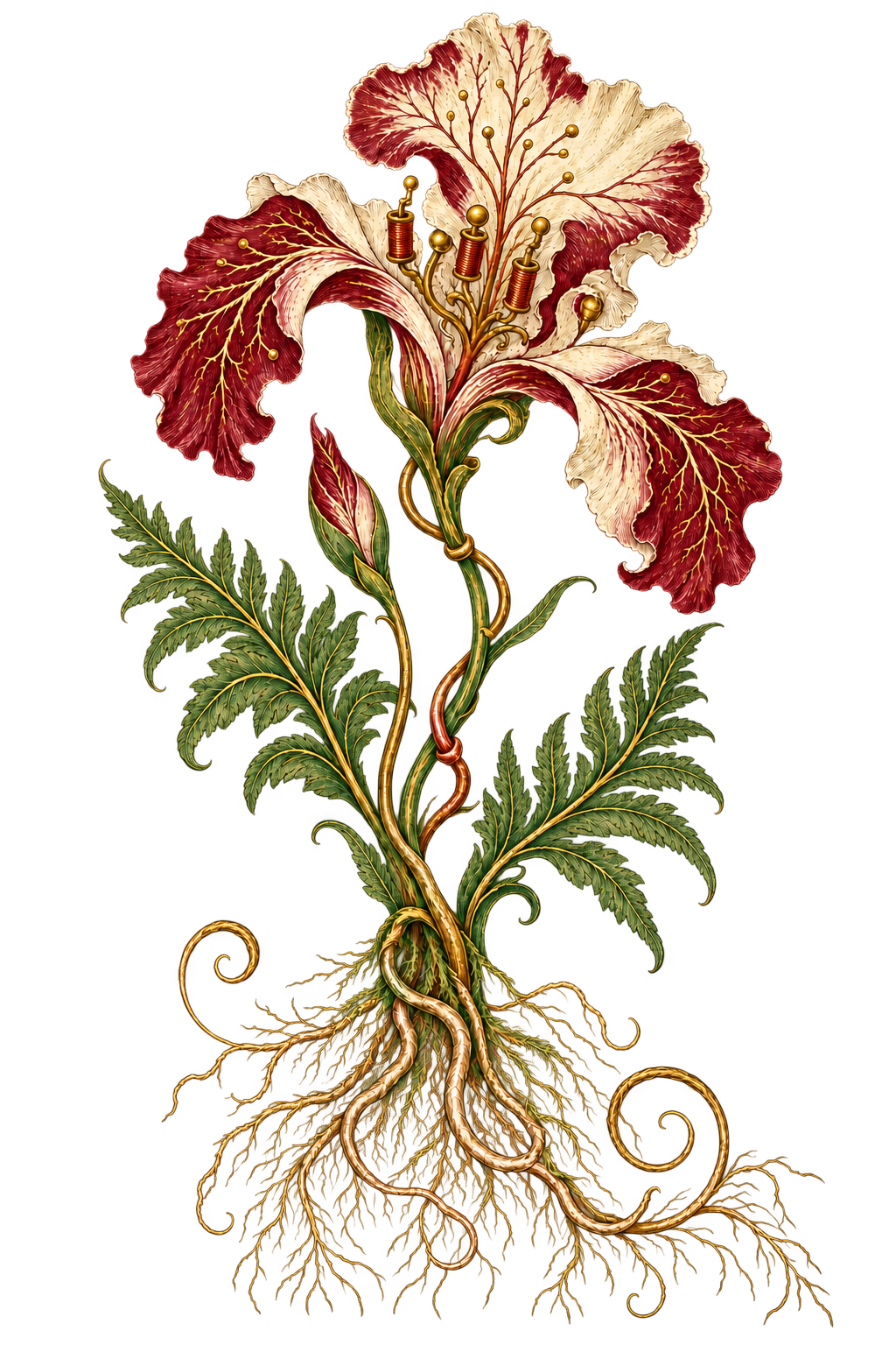 Iris électrique aux racines entrelacées